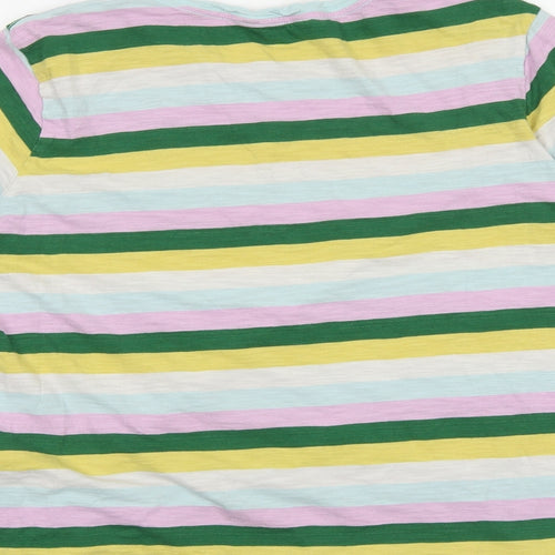 Marks and Spencer Womens Multicoloured Striped 100% Cotton Basic T-Shirt Size 12 Round Neck