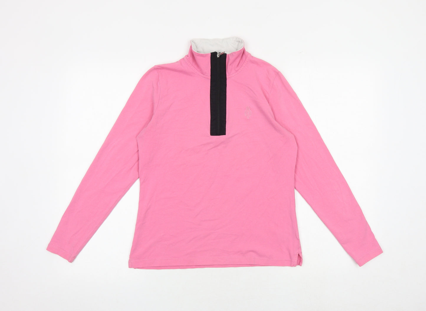 Ralph Lauren Womens Pink Cotton Pullover Sweatshirt Size M Zip - Quarter-Zip