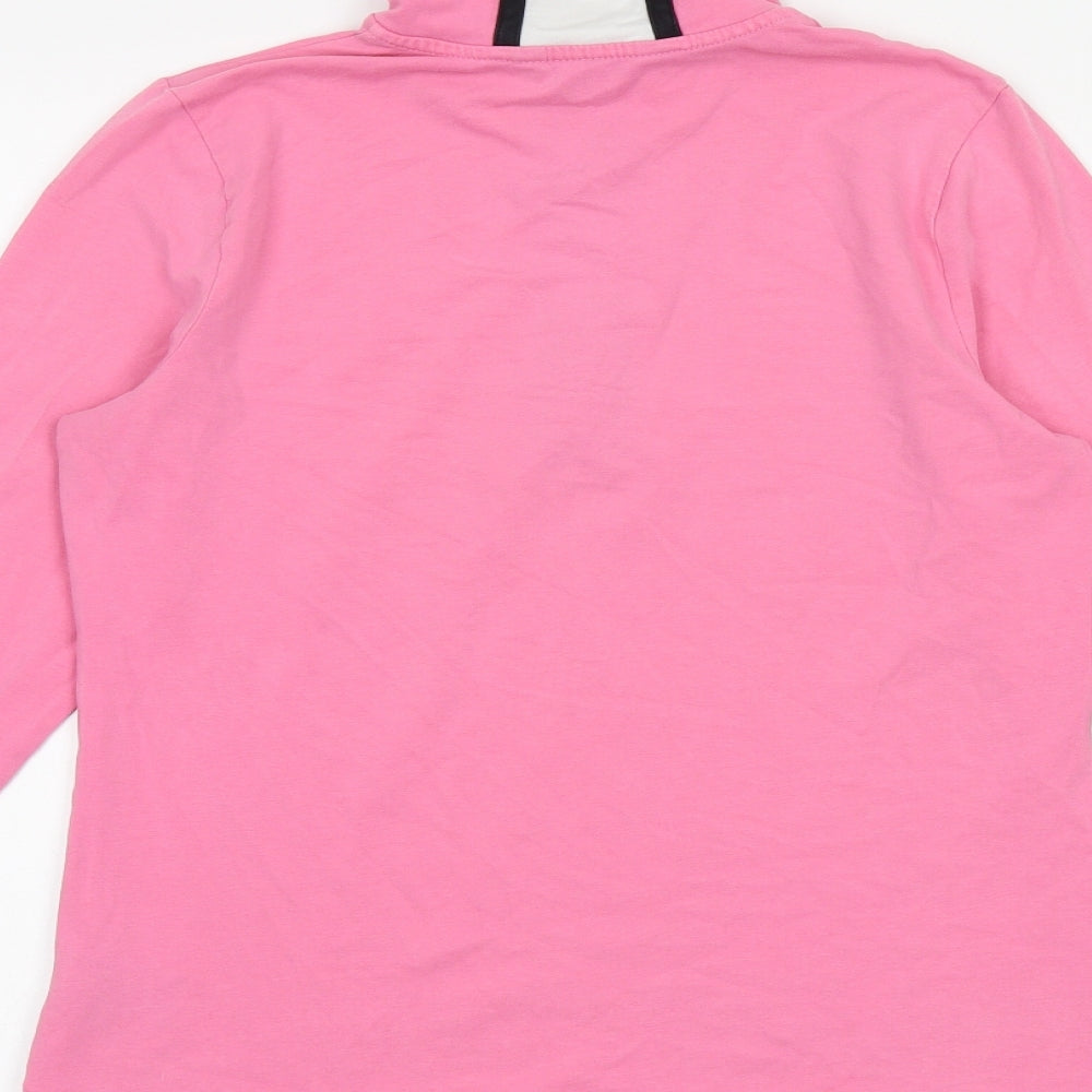 Ralph Lauren Womens Pink Cotton Pullover Sweatshirt Size M Zip - Quarter-Zip