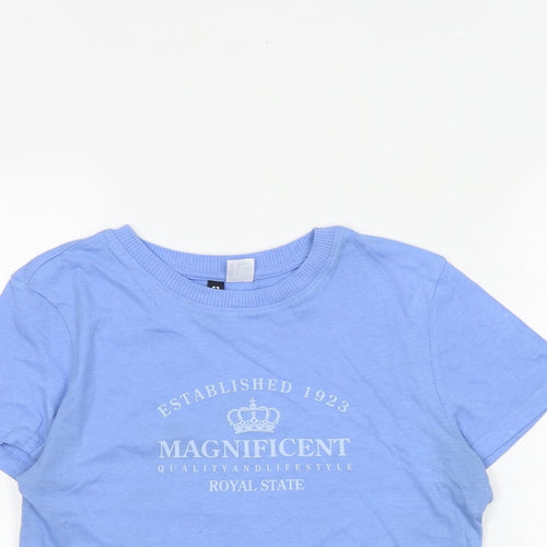 H&M Womens Blue Cotton Basic T-Shirt Size S Round Neck