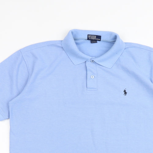 Ralph Lauren Mens Blue Polyester Polo Size L Collared Button