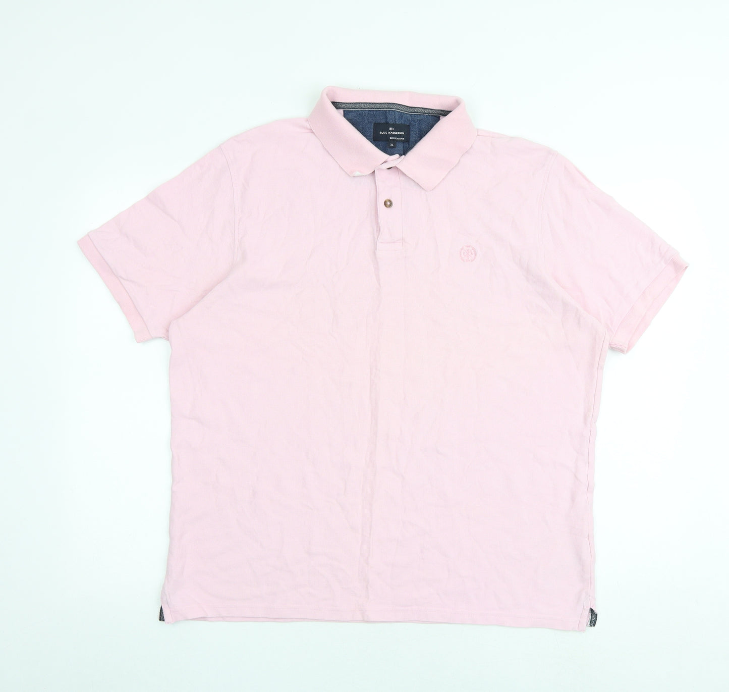 Blue Harbour Mens Pink 100% Cotton Polo Size XL Collared Button