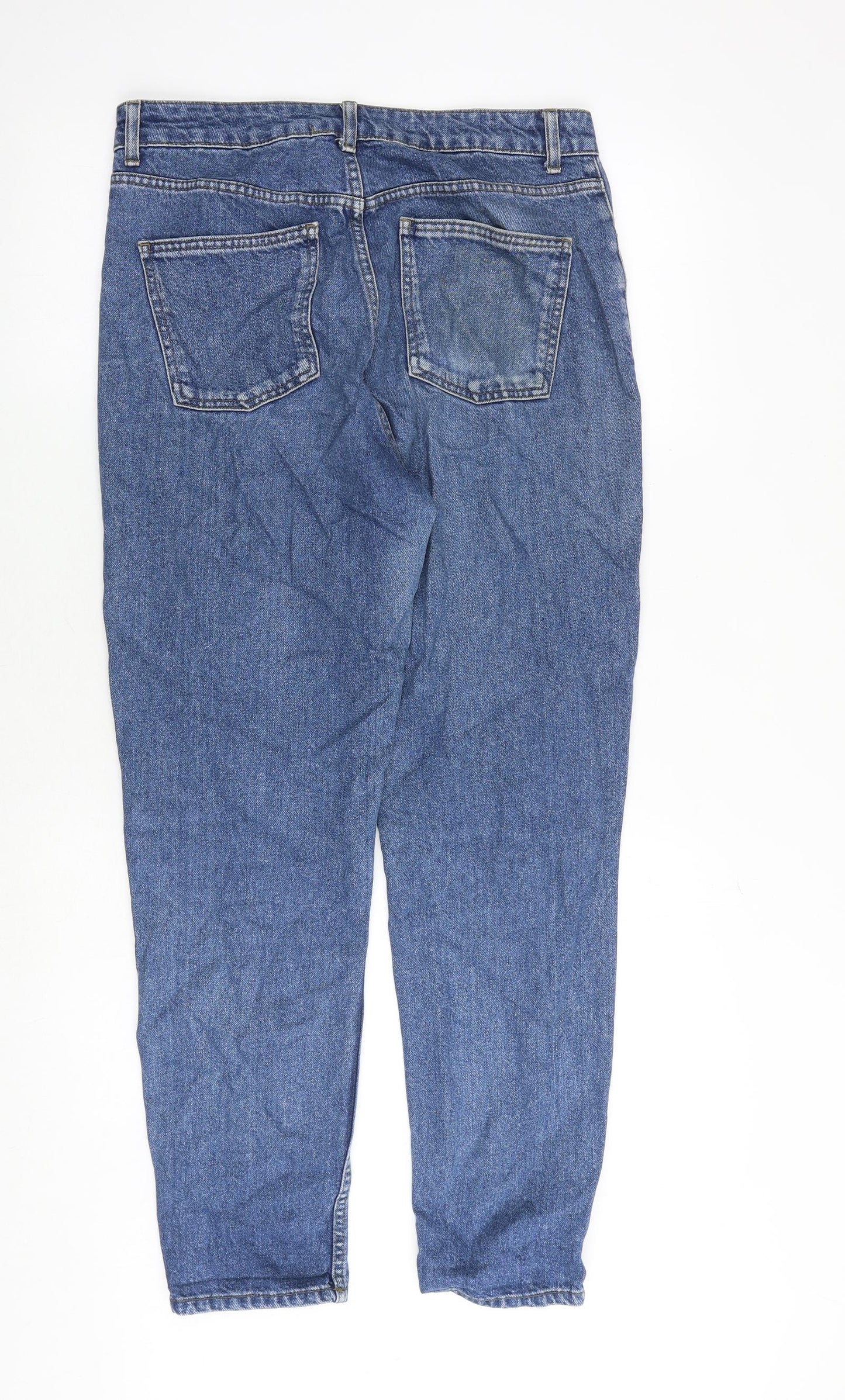 Topshop Womens Blue Cotton Mom Jeans Size 30 in Regular Zip