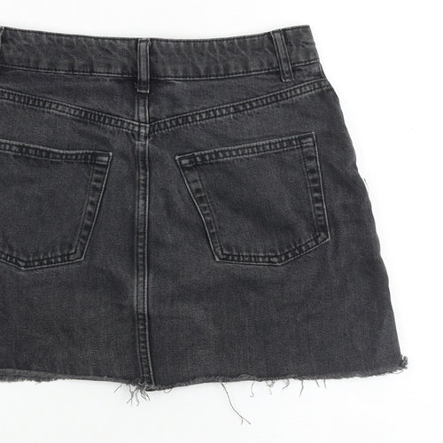 Topshop Womens Grey Cotton A-Line Skirt Size 6 Zip