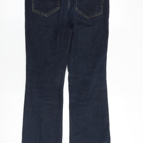 Per Una Womens Blue Cotton Bootcut Jeans Size 28 in Regular Zip