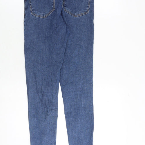 Topshop Womens Blue Cotton Skinny Jeans Size 28 in Regular Zip