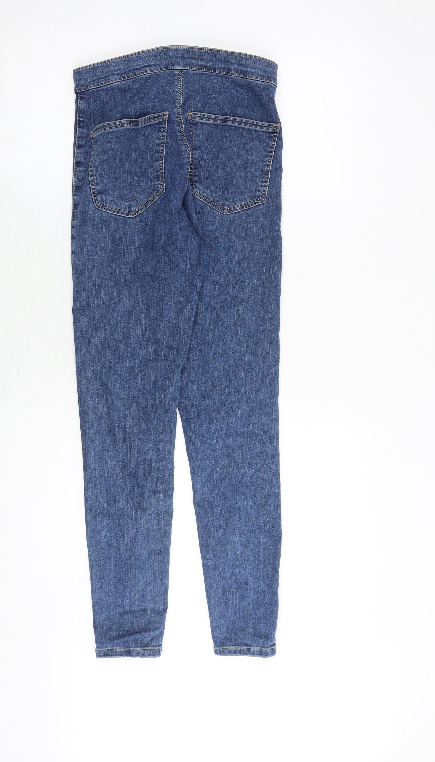 Topshop Womens Blue Cotton Skinny Jeans Size 28 in Regular Zip