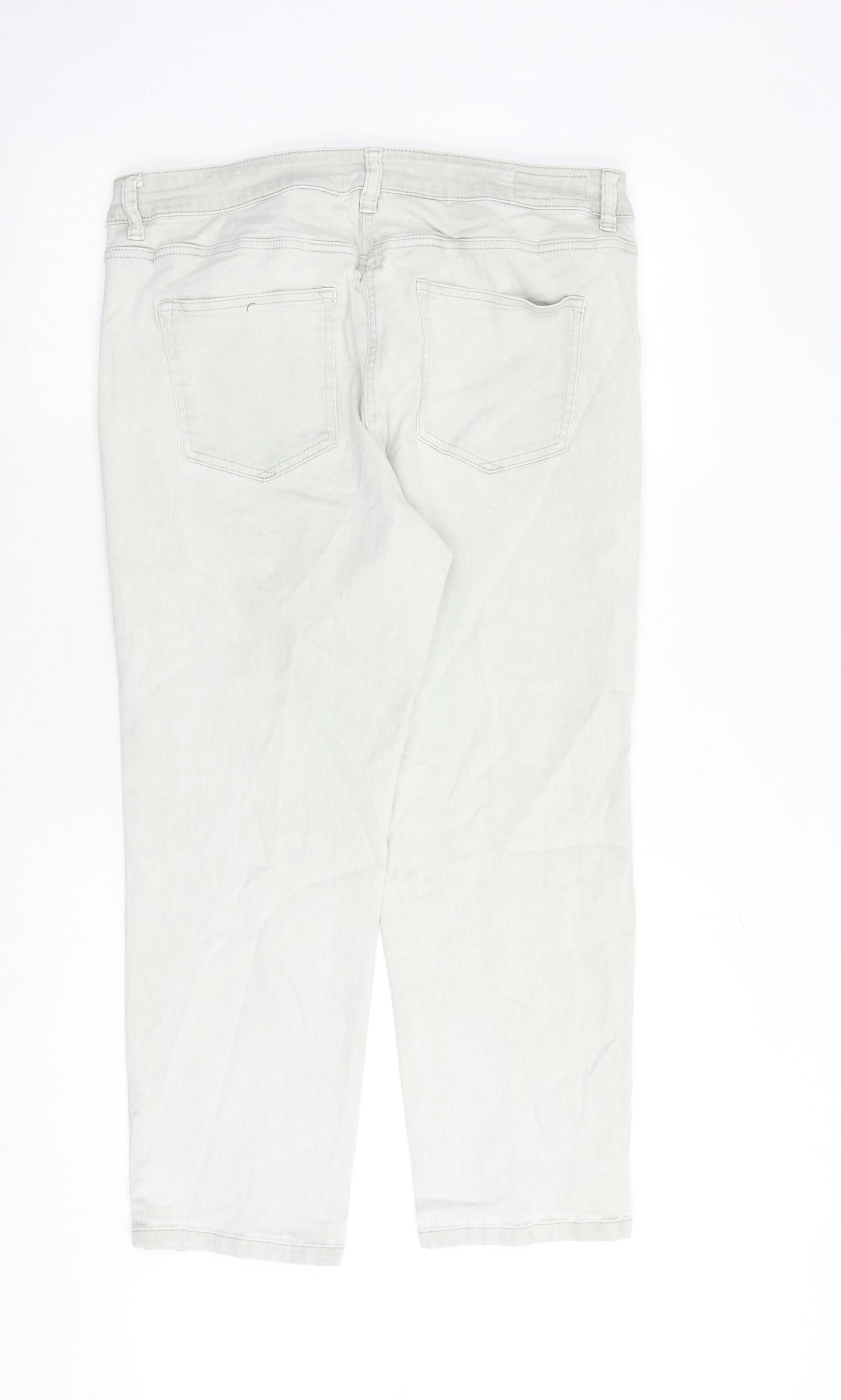 NEXT Womens Green Cotton Straight Jeans Size 16 Regular Zip