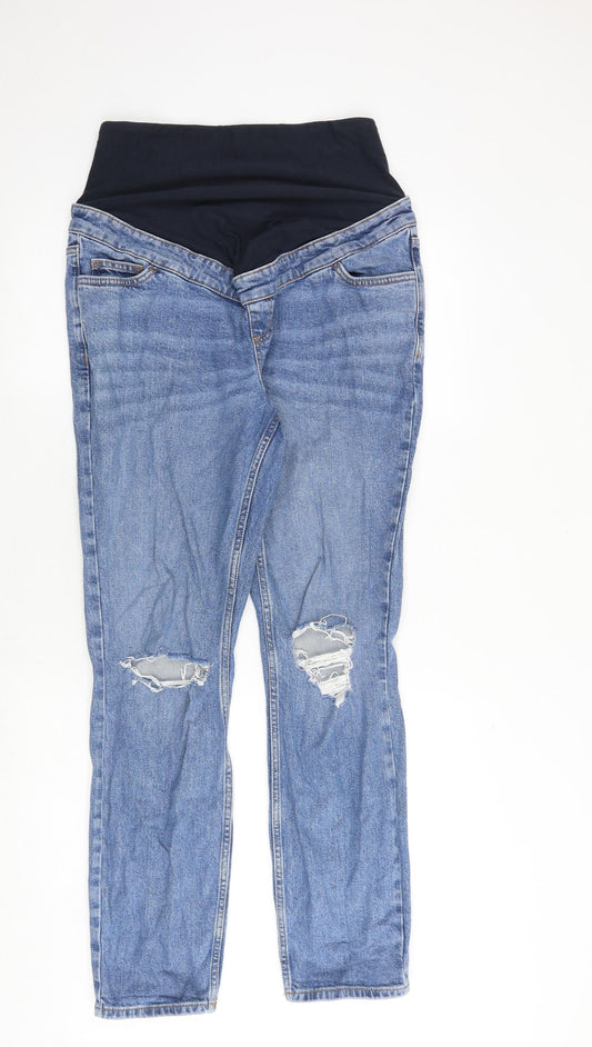 New Look Womens Blue Cotton Straight Jeans Size 12 Regular
