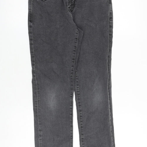 Zara Boys Grey Cotton Straight Jeans Size 11-12 Years Regular Zip