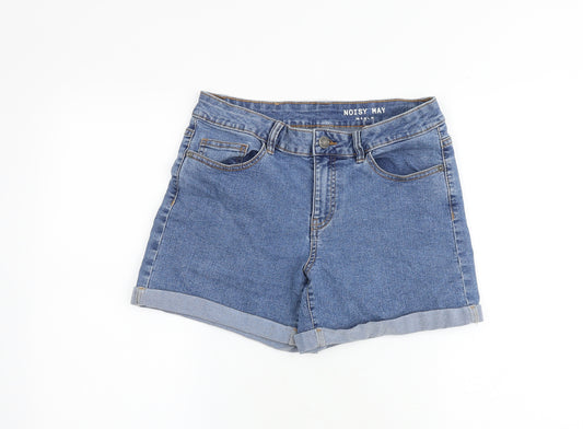 Noisy may Womens Blue Cotton Mom Shorts Size M Regular Zip