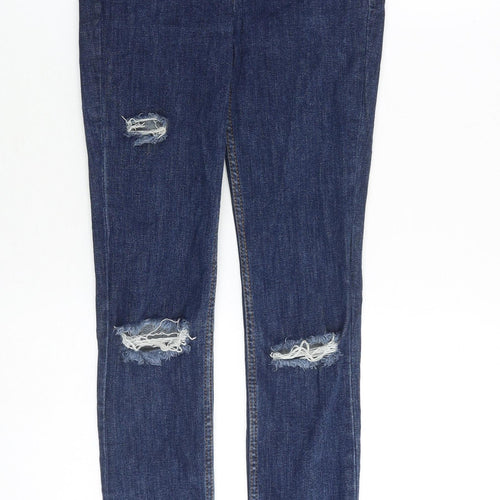 Zara Womens Blue Cotton Skinny Jeans Size 6 Slim Zip