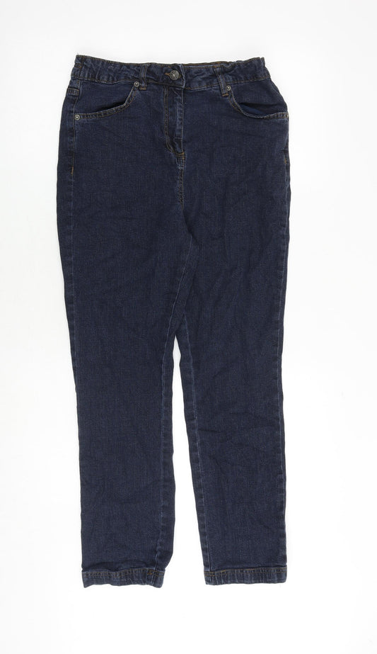 Julipa Womens Blue Cotton Straight Jeans Size 12 Regular Zip