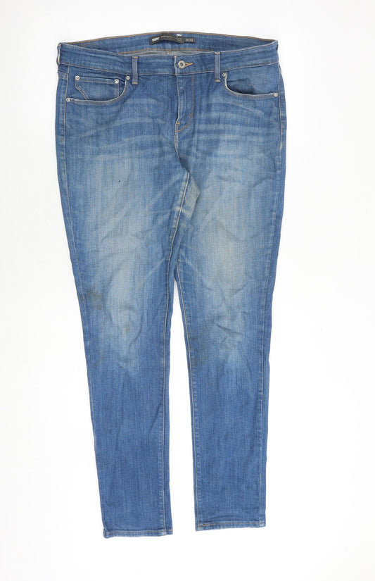 Levi's Womens Blue Cotton Skinny Jeans Size 14 Slim Zip