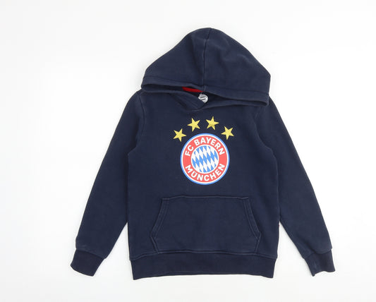 FC Bayern Boys Blue Cotton Pullover Hoodie Size 10-11 Years Pullover