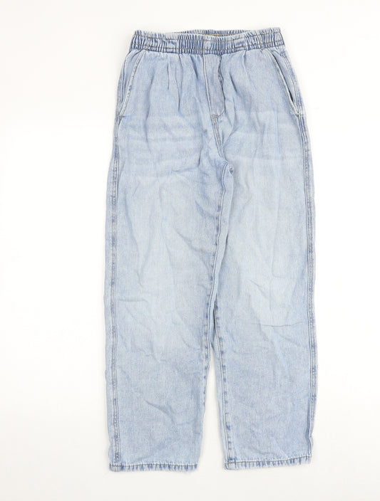 Zara Girls Blue Cotton Straight Jeans Size 13-14 Years Regular Zip