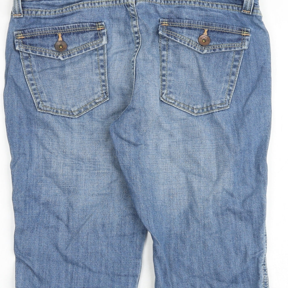 Marks and Spencer Womens Blue 100% Cotton Bermuda Shorts Size 12 Regular Zip