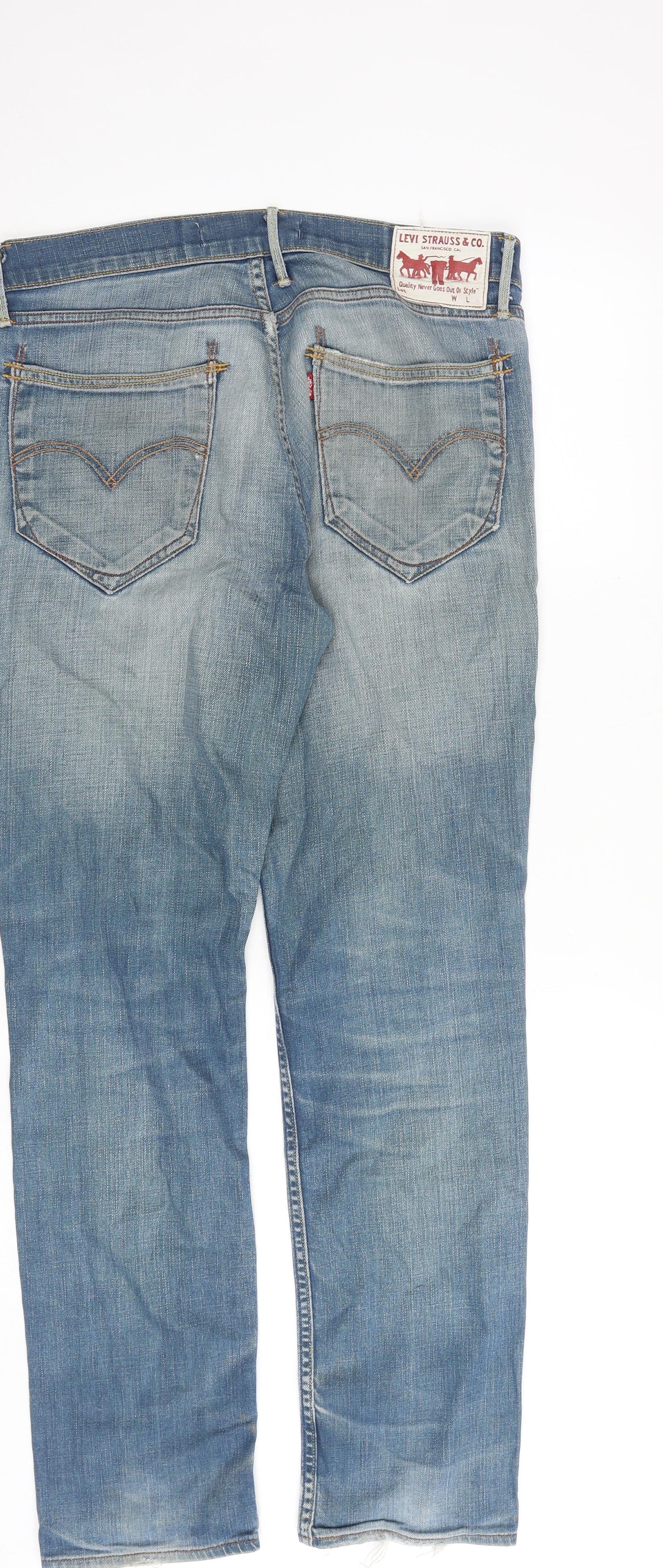Levi's Mens Blue Cotton Straight Jeans Size 32 in Slim Zip