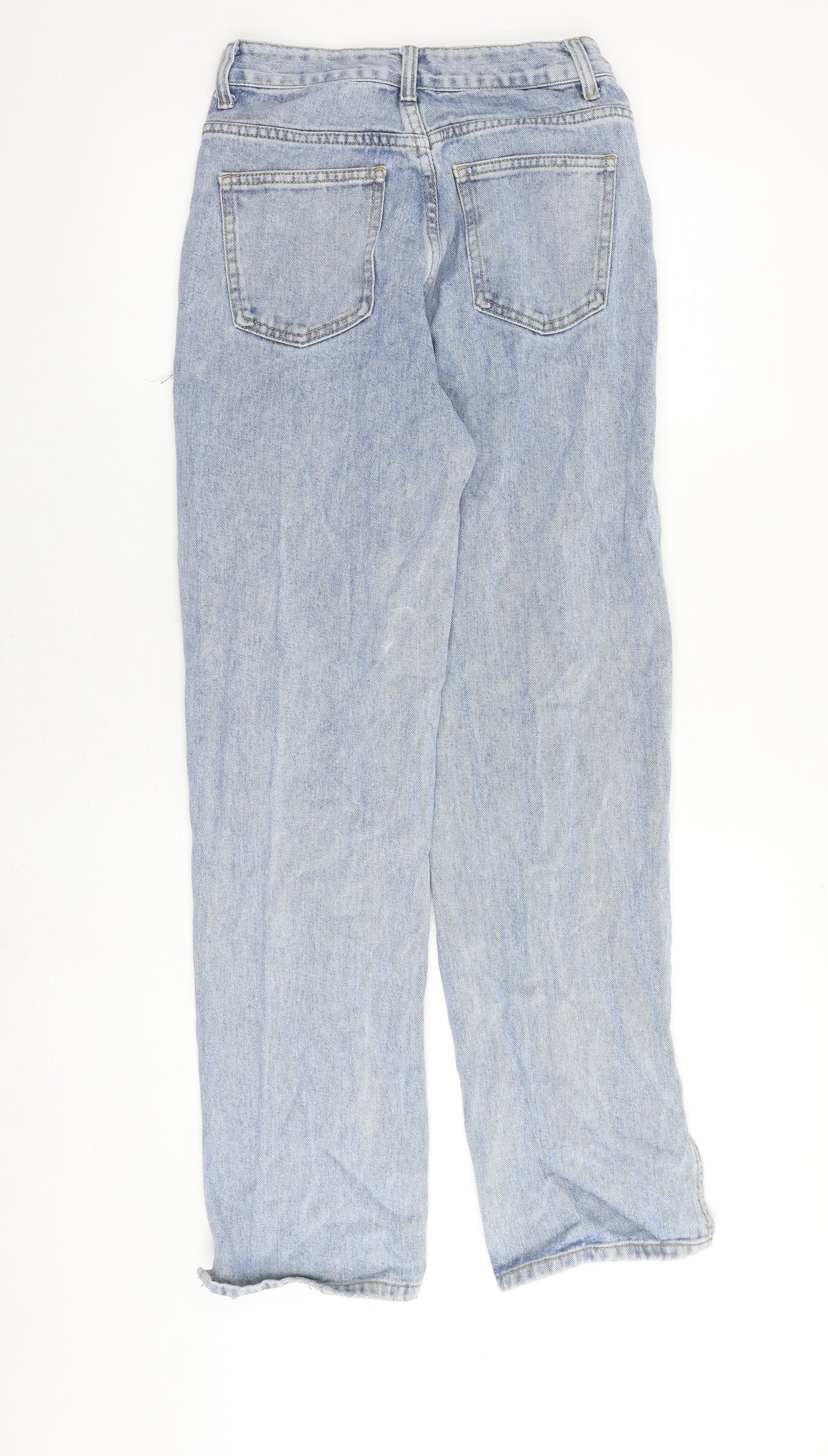 PRETTYLITTLETHING Womens Blue Cotton Straight Jeans Size 8 Regular Zip
