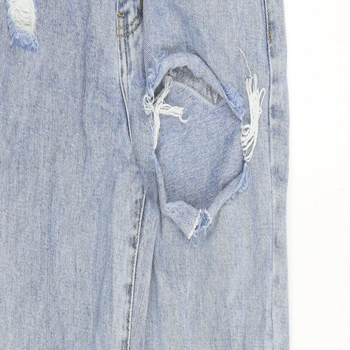 PRETTYLITTLETHING Womens Blue Cotton Straight Jeans Size 8 Regular Zip