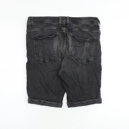 River Island Mens Grey Cotton Chino Shorts Size 32 in Regular Zip
