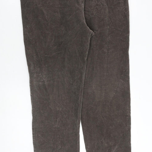 Marks and Spencer Mens Brown Cotton Trousers Size 36 in L31 in Regular Zip