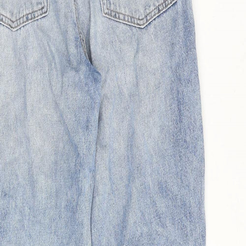 H&M Womens Blue Cotton Straight Jeans Size 8 Regular Zip