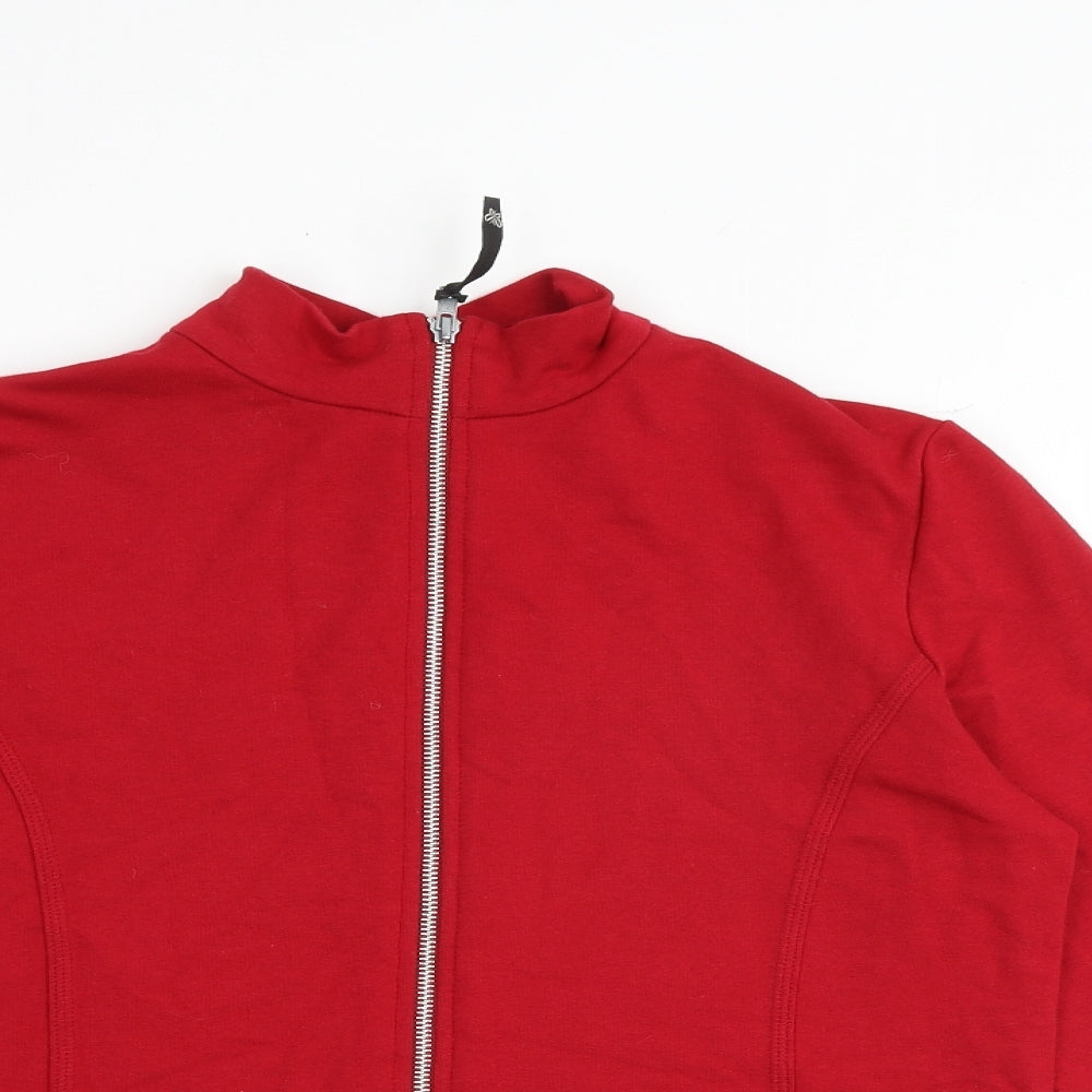 WEEKENDERS Womens Red Cotton Full Zip Sweatshirt Size M Zip