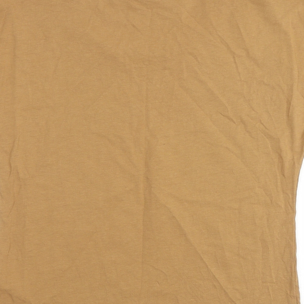 Cream Womens Brown 100% Cotton Basic T-Shirt Size S Boat Neck - Tiger