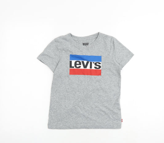 Levi's Boys Grey 100% Cotton Basic T-Shirt Size 6 Years Round Neck Pullover
