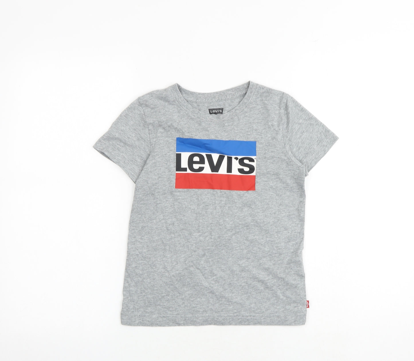 Levi's Boys Grey 100% Cotton Basic T-Shirt Size 6 Years Round Neck Pullover
