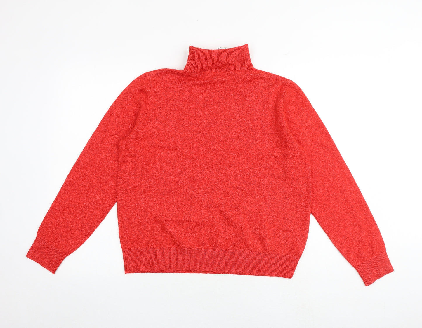 Marks and Spencer Womens Red Roll Neck Polyester Pullover Jumper Size M