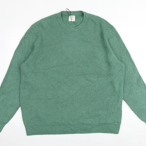 Marks and Spencer Mens Green Crew Neck Polyamide Pullover Jumper Size 2XL Long Sleeve