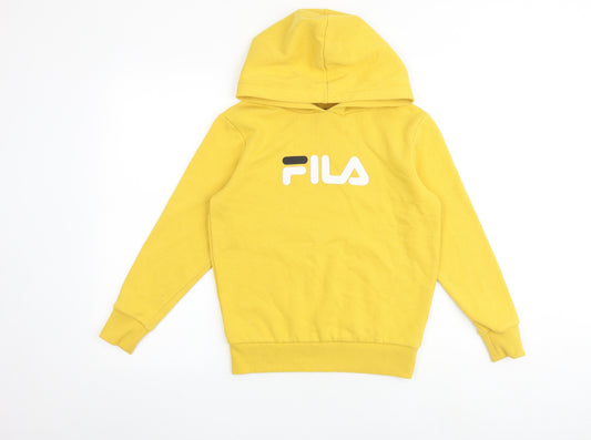FILA Boys Yellow Cotton Pullover Hoodie Size 10-11 Years Pullover