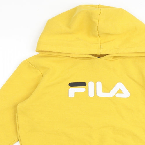 FILA Boys Yellow Cotton Pullover Hoodie Size 10-11 Years Pullover