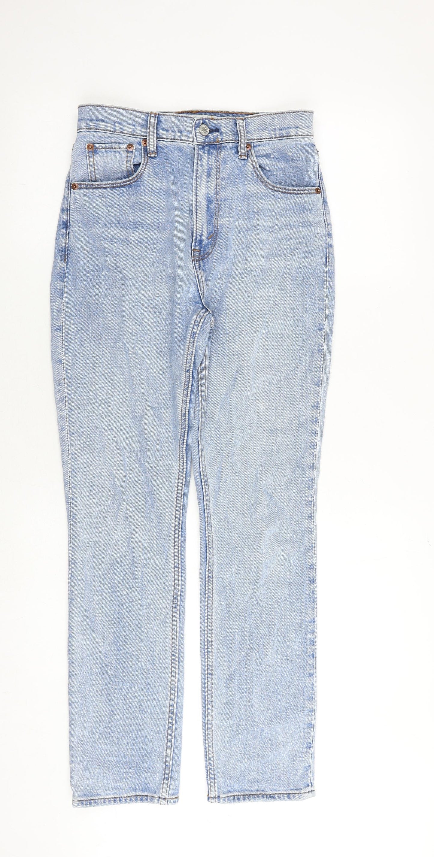 Abercrombie & Fitch Womens Blue Cotton Straight Jeans Size 26 in Regular Zip