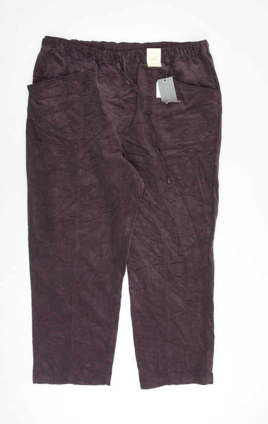 EWM Womens Purple Cotton Trousers Size 22 Regular Tie
