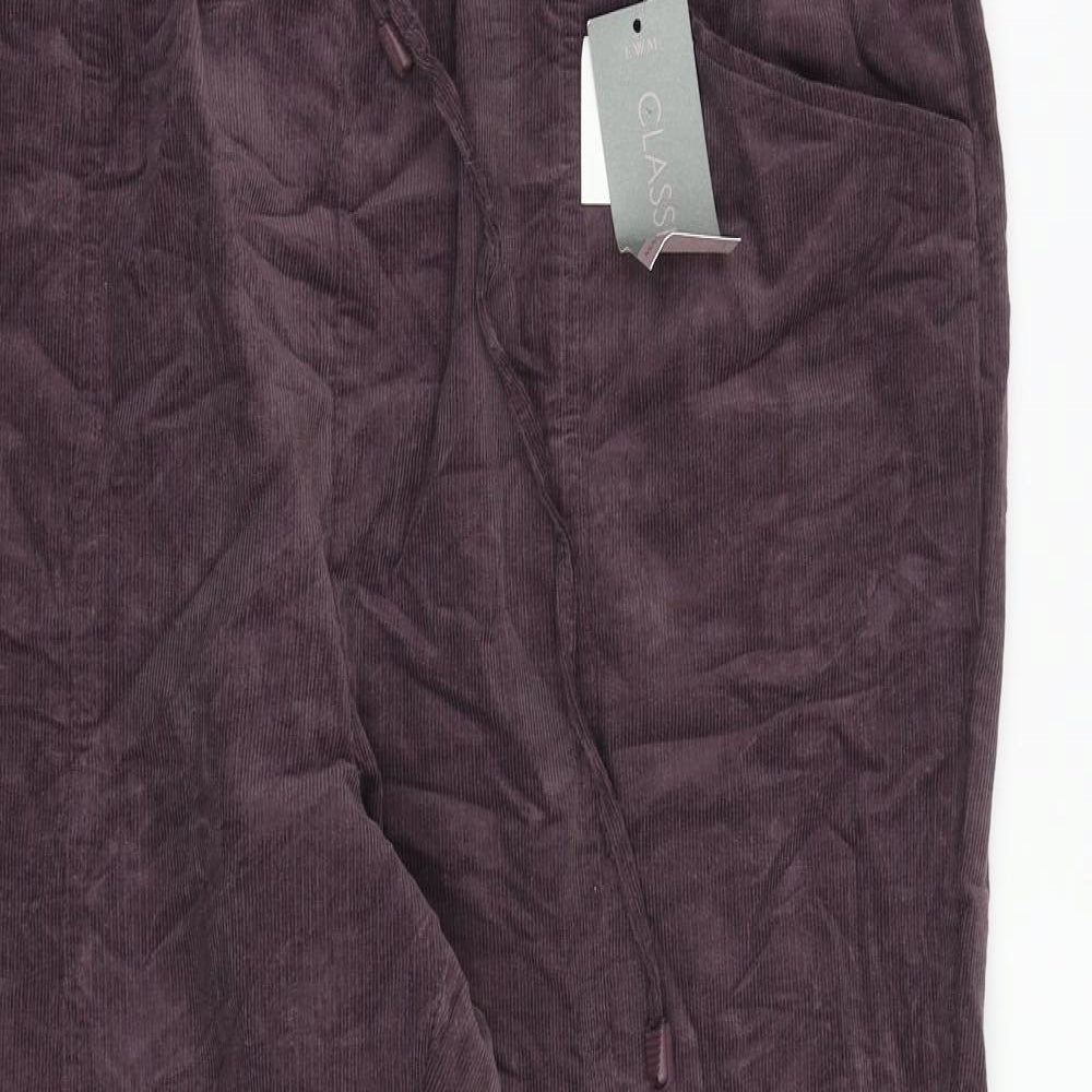 EWM Womens Purple Cotton Trousers Size 22 Regular Tie