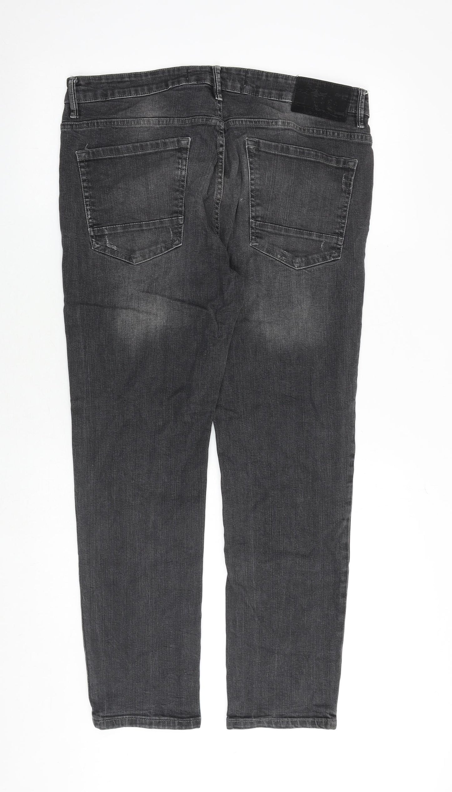 Burton Mens Grey Cotton Tapered Jeans Size 30 in Regular Zip - Short Leg