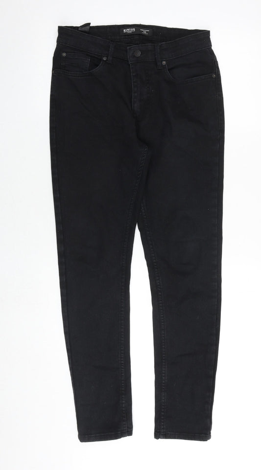 Burton Mens Black Cotton Skinny Jeans Size 30 in Slim Zip