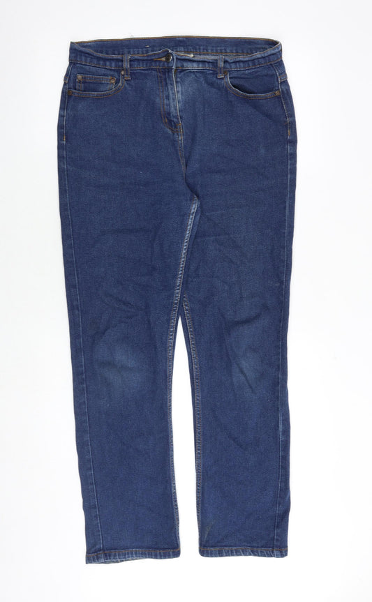 Cotton Traders Womens Blue Cotton Straight Jeans Size 16 Regular Zip