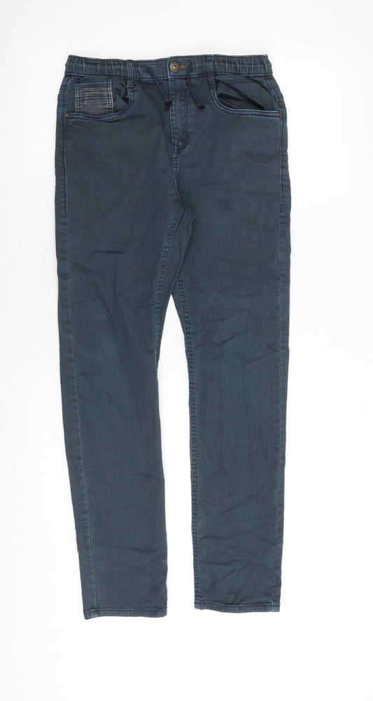 Zara Boys Green Cotton Skinny Jeans Size 11-12 Years Regular Drawstring