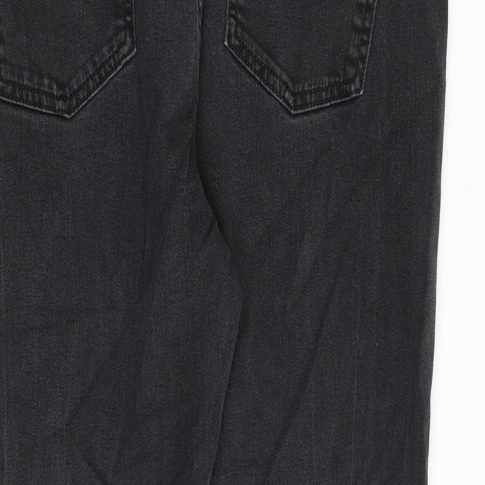 Marks and Spencer Womens Grey Cotton Straight Jeans Size 18 Regular Zip