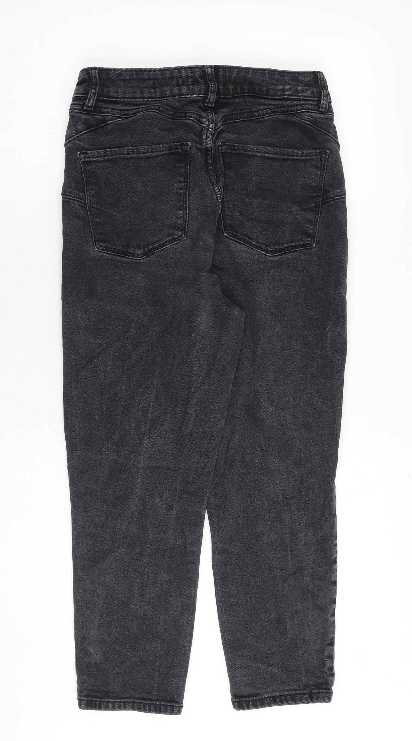 New Look Womens Black Cotton Mom Jeans Size 10 Regular Zip