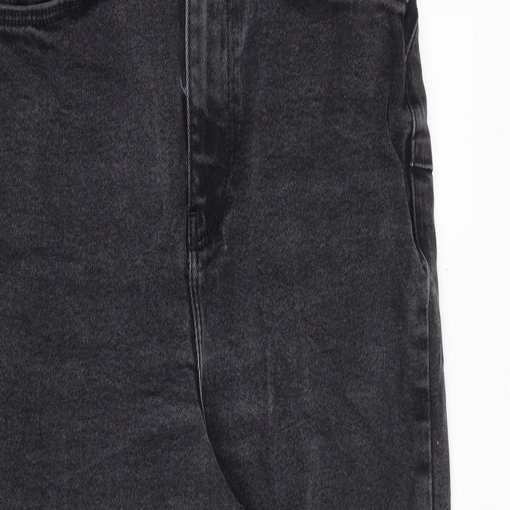 New Look Womens Black Cotton Mom Jeans Size 10 Regular Zip