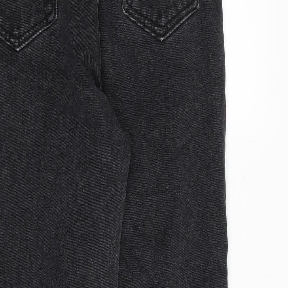 PRETTYLITTLETHING Womens Black Cotton Mom Jeans Size 8 Regular Zip