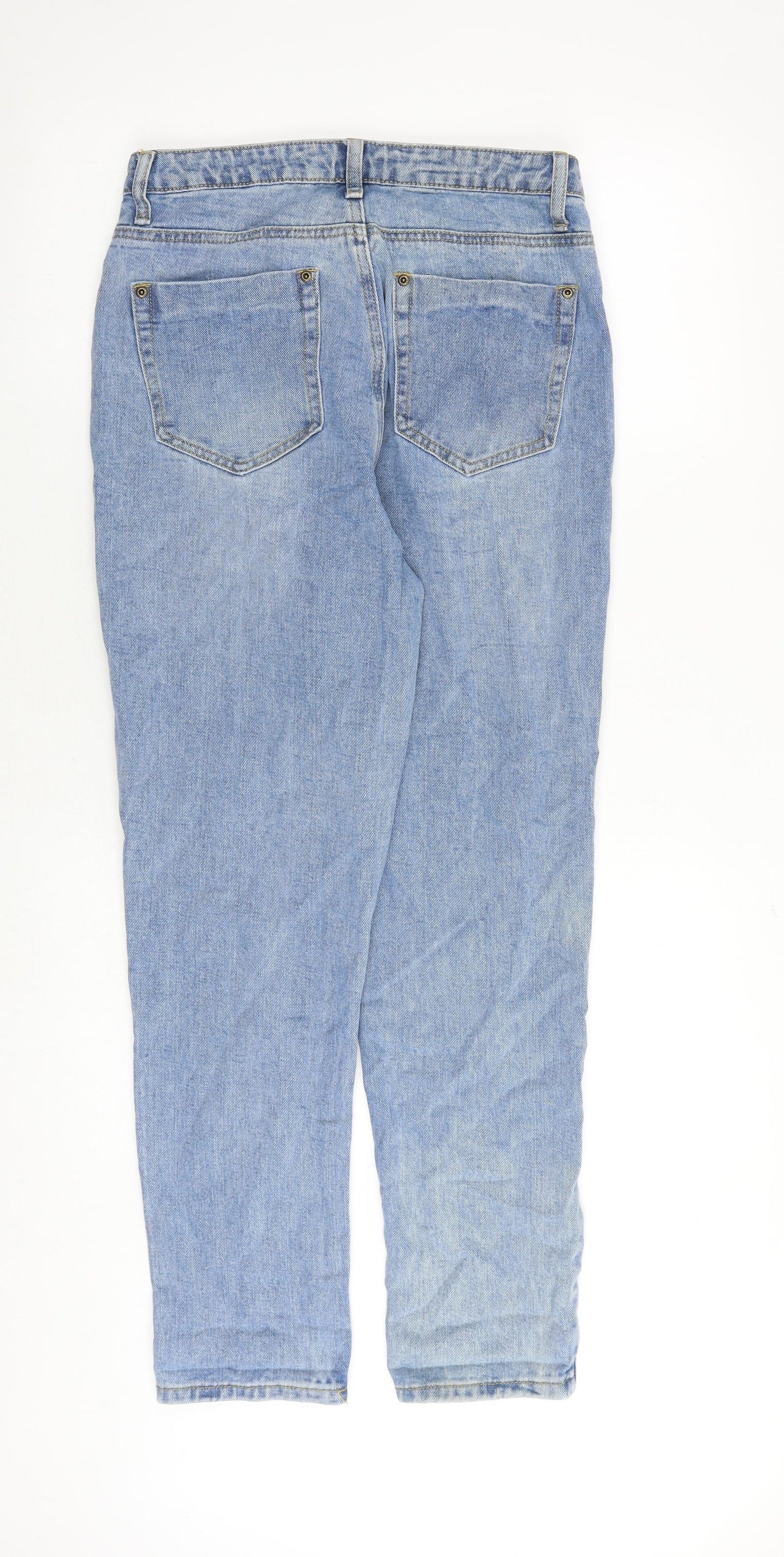 Boohoo Womens Blue Cotton Mom Jeans Size 10 Regular Zip