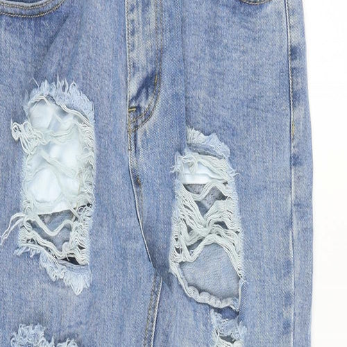 Boohoo Womens Blue Cotton Mom Jeans Size 10 Regular Zip
