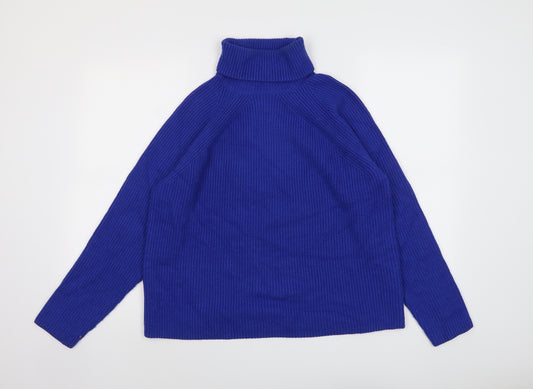 Marks and Spencer Womens Blue Roll Neck Viscose Pullover Jumper Size M