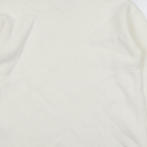 Marks and Spencer Womens Ivory High Neck Cotton Pullover Jumper Size S